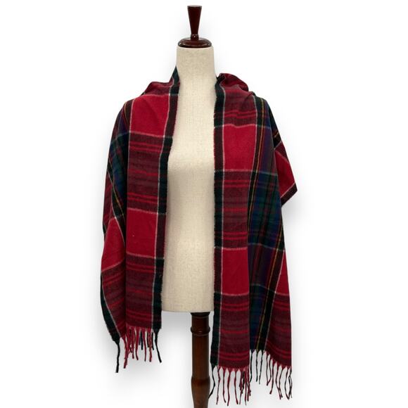 NEW Style & Co Red Blue Plaid Fringe Scarf Soft and cozy tartan Macy's winter - Picture 6 of 9